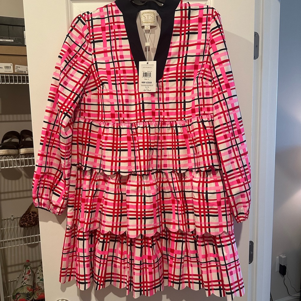 Stylish Women’s Plaid Dress - Pink and Red